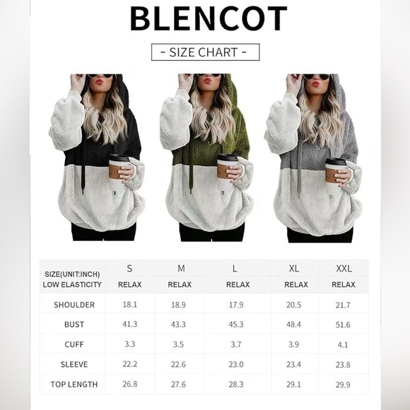 NWOT Bicolor Oversized Plush Top Zip Pullover Hoodie | Size Large - Picture 9 of 9